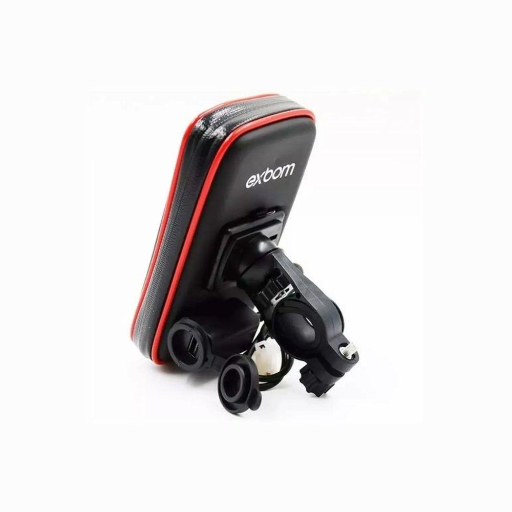 Suporte Celular Impermeável para Moto com Carregador USB Turbo — Capa Case Stallion Rotativa 360°