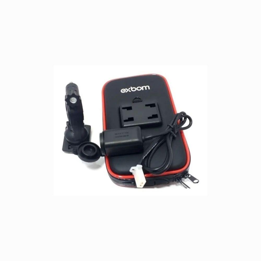 Suporte Celular Impermeável para Moto com Carregador USB Turbo — Capa Case Stallion Rotativa 360°