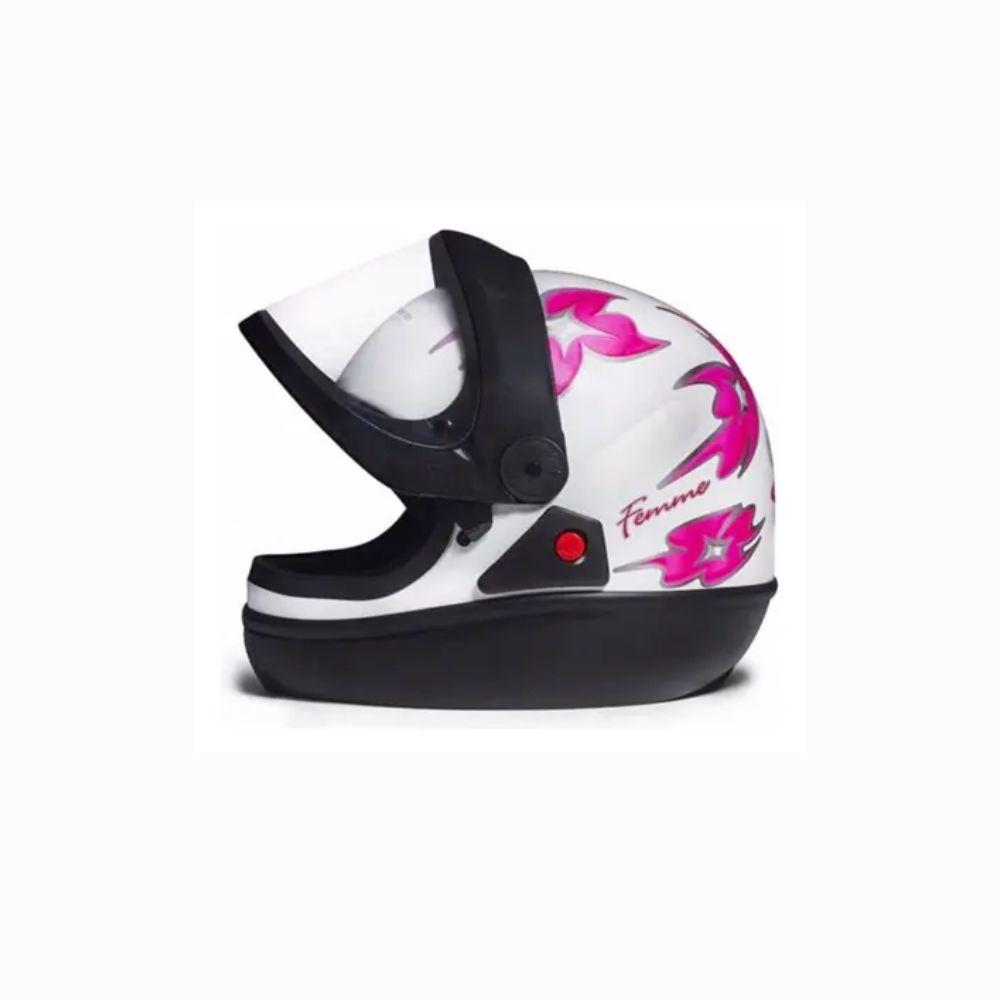 Capacete Automático San Marino Branco com flores rosa