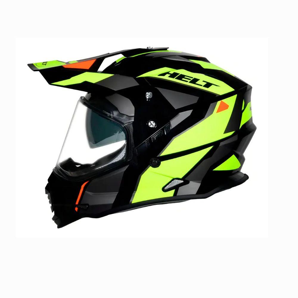 Capacete Helt Cross Vision Glass Dusty Verde Com Óculos Interno