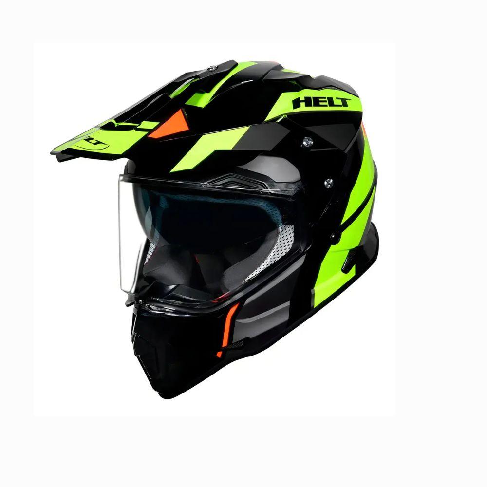 Capacete Helt Cross Vision Glass Dusty Verde Com Óculos Interno