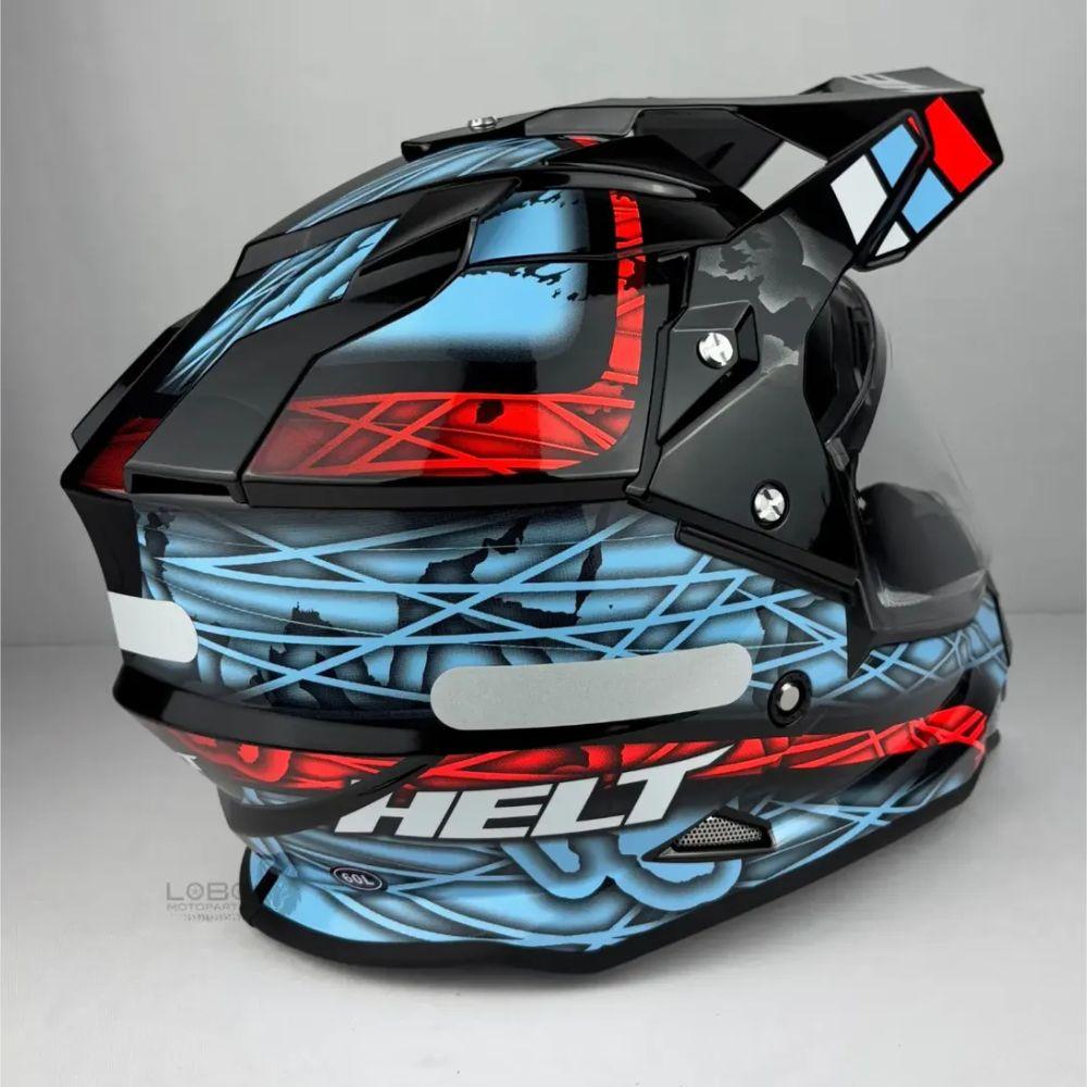 Capacete Helt Cross Vision Glass Azul com Óculos Interno