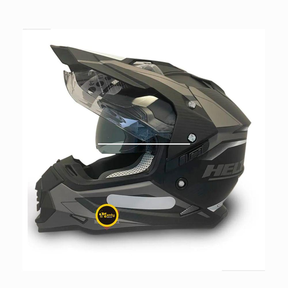 Capacete Helt Cross Vision Glass Preto Fosco com Óculos Interno