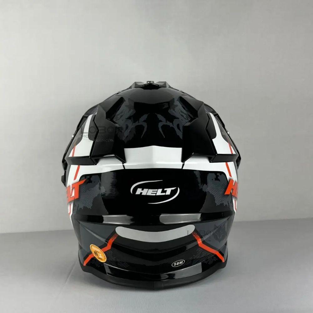 Capacete Helt Cross Vision Preto, Branco e Laranja com Óculos Interno