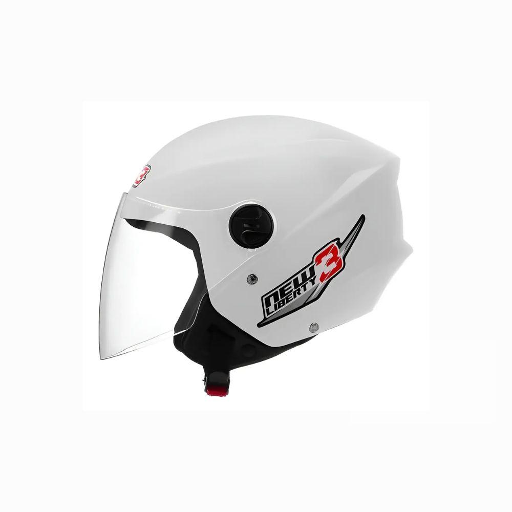 Capacete Aberto Pro Tork Liberty 3 Preto, Branco e Vermelho para Moto com Viseira Cristal