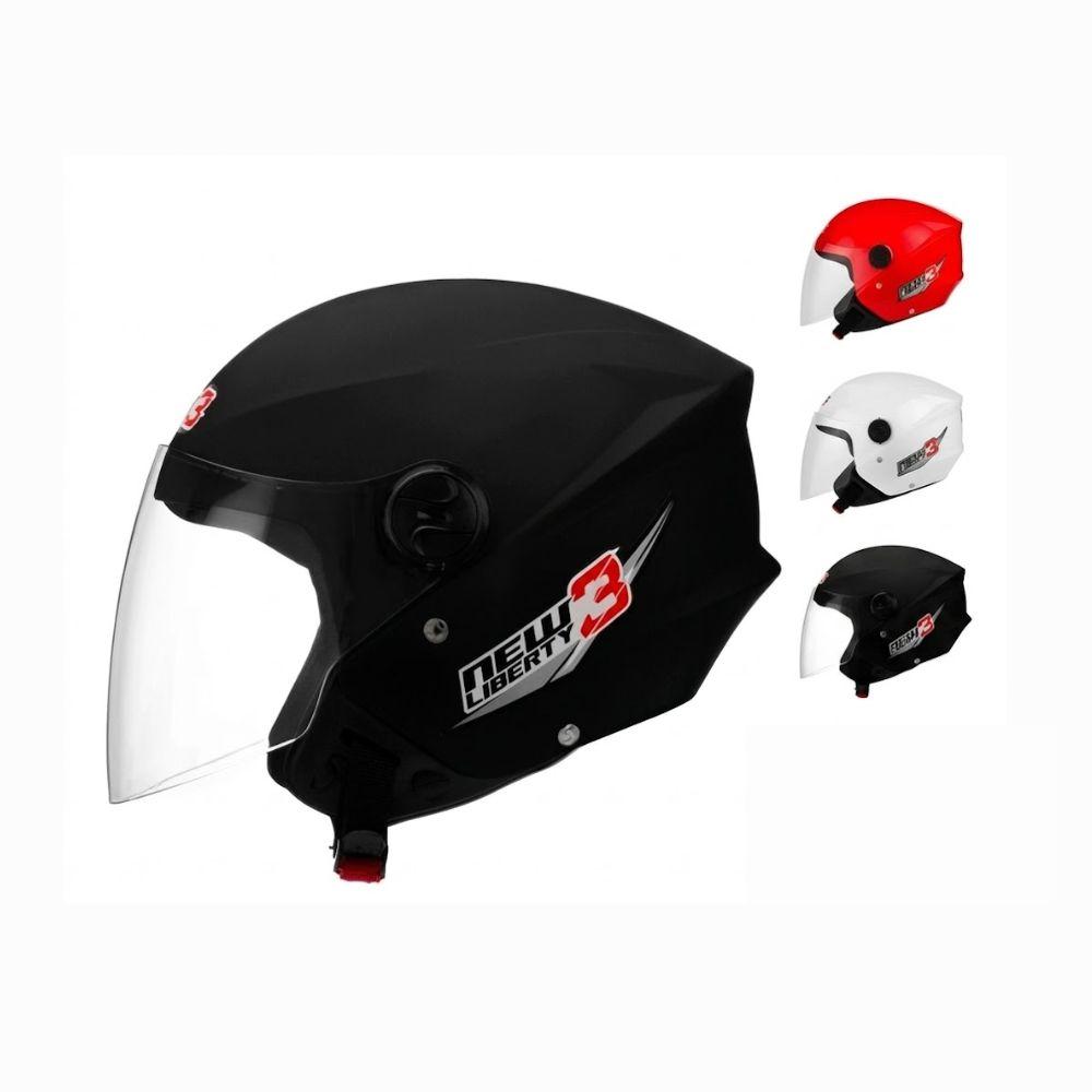 Capacete Aberto Pro Tork Liberty 3 Preto, Branco e Vermelho para Moto com Viseira Cristal